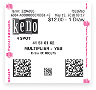 Sample Keno Ticket
